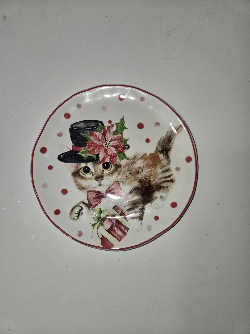 Holiday dessert plate - Tabby Cat